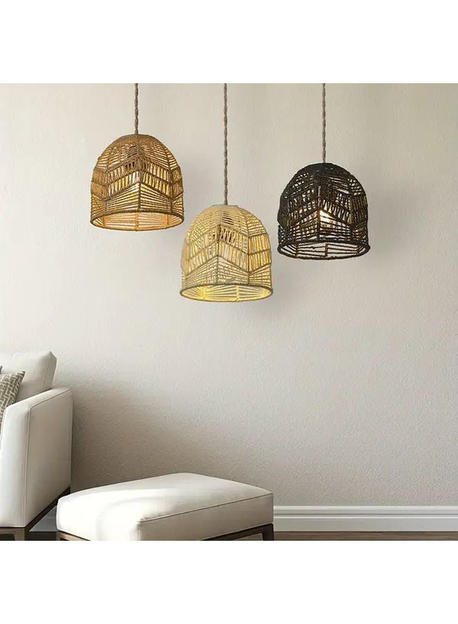 Wooden Color Vintage Handwoven Paper Lampshade Rustic Farmhouse Lighting - Image 4